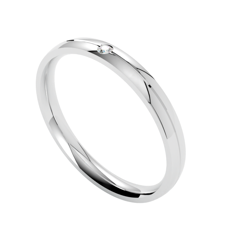 Subtelna obrączka z diamentem z białego złota